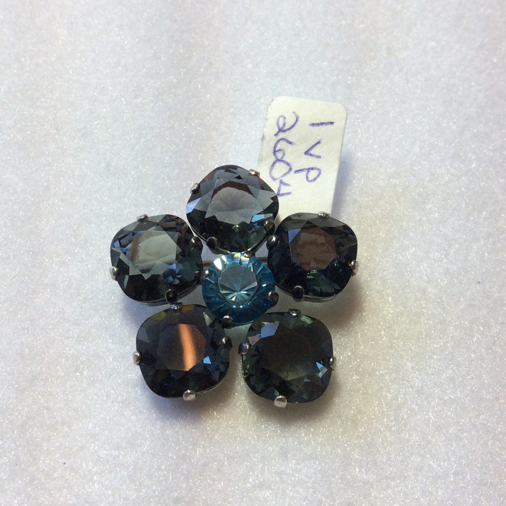 Final Sale Price Catherine Popesco Smoke Blue Floral Brooch Pin 35$